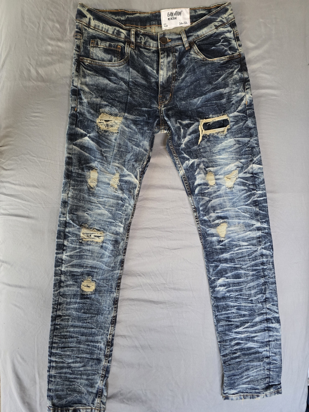 Evolution Skinny Distressed Light Blue Washed Jeans